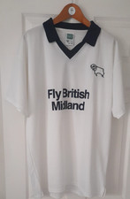DERBY COUNTY FC OFFICIAL SCORE DRAW RETRO 1980 FLY BRITISH MIDLAND SHIRT XL 46'
