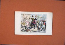 Original Old Antique Print William England John Leech Hand Colored