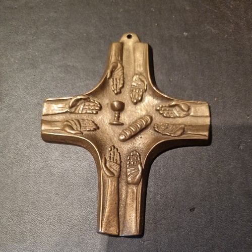 Bronze wall cross - bronze, german