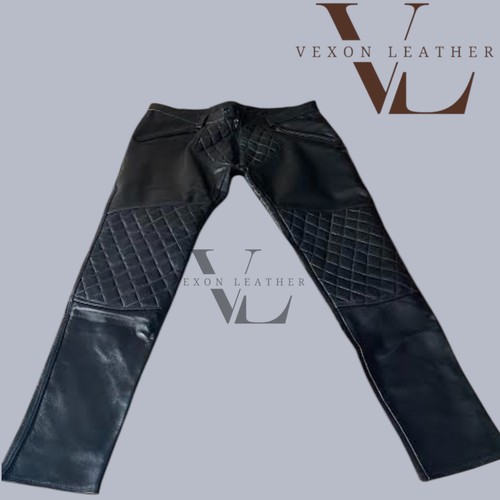 Men real leather pants quilted - men,