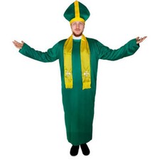 MENS IRISH PRIEST COSTUME GREEN ST SAINT PATRICK'S DAY BISHOP VICAR FANCY DRESS