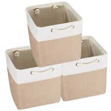 3PC Fabric Foldable Storage Box Shelf Baskets with Handles Wardrobes and Closets