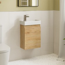 400mm Wall Hung Slimline Cloakroom Vanity Unit Bathroom Sink Basin Grey White