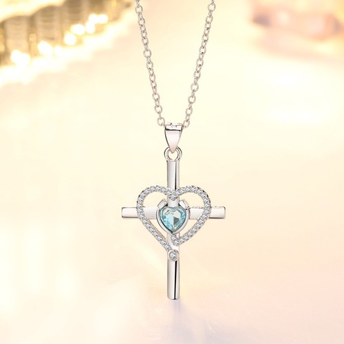 Crystal heart cross pendant - heart,