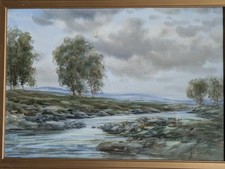 Antique Original watercolour painting Moorland River by John Hamilton Glass SSA