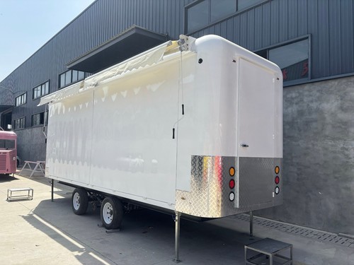 White twin axle mobile stage - white,