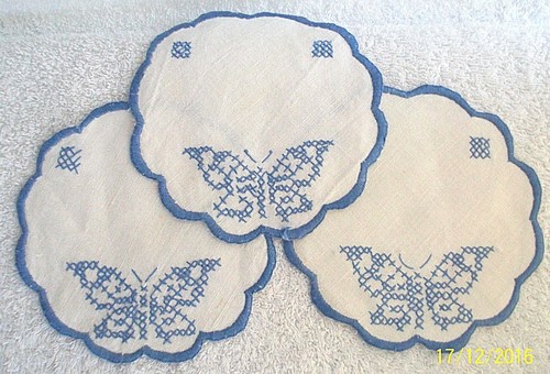 Butterfly embroidered mats - .embroidered.,