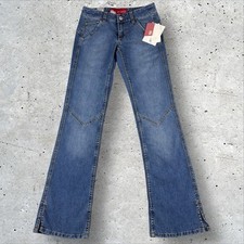 Vtg Y2K Ecko Red Deadstock Low Rise Flare Jeans Angel Wings Embroidered Sz 7