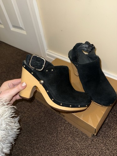 Ugg dafni black suede clog - black,