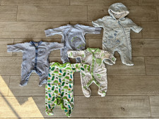 4 Mini Club Boots Dinosaur Babygros Sleepsuits & Pramsuit / Snowsuit - Tiny Baby