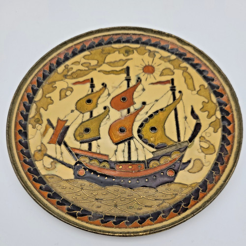 Vintage brass enamelled - brass, &