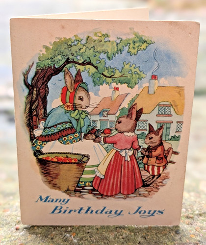 Vintage unused birthday - unused, bunny