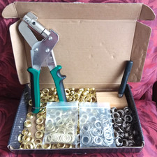 TONMIFR Eyelet Punch Kit 10mm 100 silver Grommets +140 gold grommets+washers