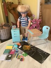 Our Generation School bundle incl: Schoolboy Leo & School Desk & Cabinet "VGC"