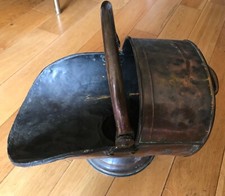 Brass Log / Coal Large Fireplace Scuttle Bucket With Handle