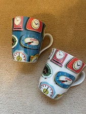 Cath Kidston Clocks Mug Tea Coffee Cup Set of 2 Mugs-Bone China-by Churchill