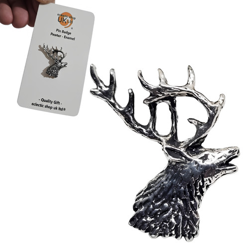Stag head pin badge - stag,