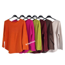 New Ladies Italian Soft Knitted Warm Pullover Plain Jumper Top Winter Autumn