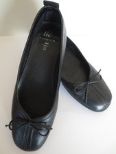 TLC Black Leather Low Wedge