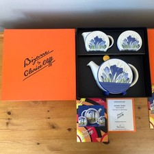Clarice Cliff Wedgewood Bizarre Tea Set,Sugar Shaker & Preserve Jar Unused Boxed