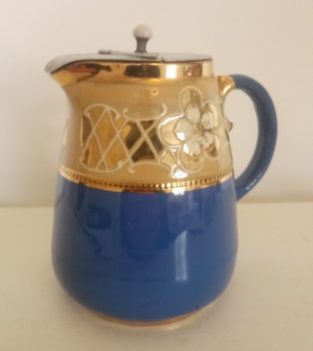 English blue embossed jug - english,