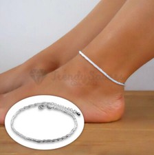 Simple Ankle Bracelet Women 925 Sterling Silver Anklet Foot Jewelry Chain Rope