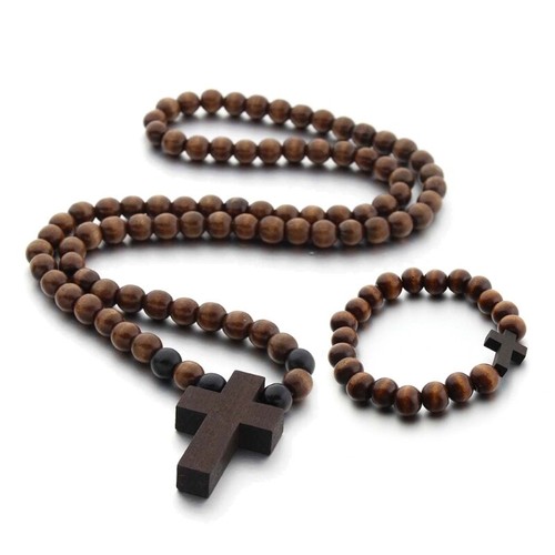 Bracelet necklace set wooden - necklace,