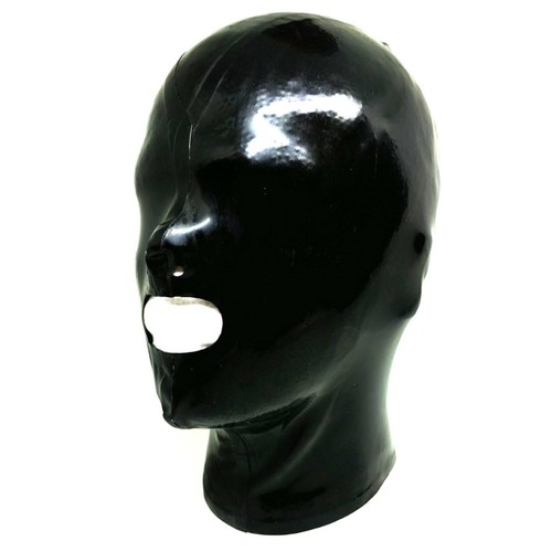 Black latex rubber - black, hood