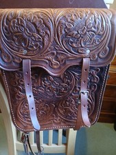 Genuine American Western Tooled Leather Saddlebags,  new