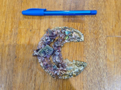 Bismuth moon shape crystal - bismuth,