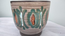 Vintage Mid Century Glazed Plant Pot Planter Greens And Browns