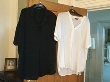 2 Blouses Ladies 1Black 1White Marks &Spencers Size 20 silky feel tunic style
