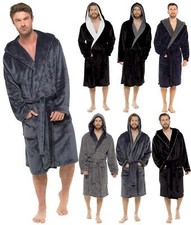Mens Fleece Hooded Robe Long