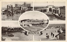 Vintage Skegness Postcard Swimming Pool Pier Solarium Sea Front 1955