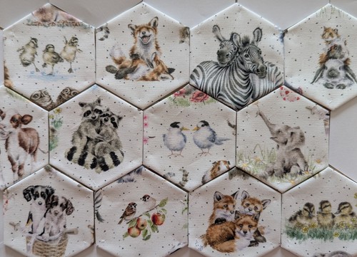 12x wrendale fabric hexagons - 12x,