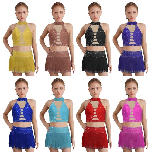 Girls latin dance shiny fringe - latin,