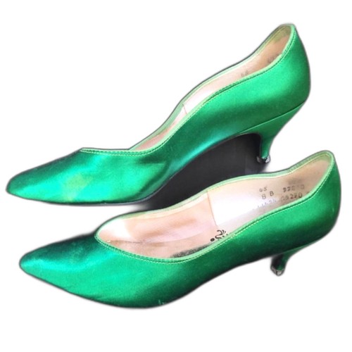 1980s peacocks vtg green satin - vtg,