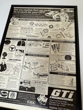 FRAMED Original 1984 MK1 Mk2 VW Golf GTi Engineering Magazine Advert Man Cave