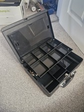 HELIX Black Multi-Compartment cash Storage Case Carry Box money safe Box 