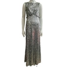 Jenny Packham silvery sequin Carrie evening gown, UK 16 US 12 EU 44
