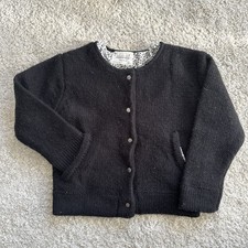 ZARA Girls Winter black knit cardigan- lined   Age 4 to 5 years x 2 pockets VGC