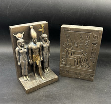 Egyptian Bookends 7" 1kg x 2 VERONESE Pharaoh Menkaure Gods Isis Amun Hathor