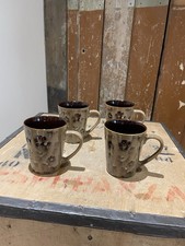 Vintage Stoneware Coffee Mugs Set Of 4 Decorative Tableware Hot Drinks