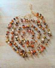 Set of 3 Vintage real foliage acorn glitter Christmas garlands 3 x 1.4m 