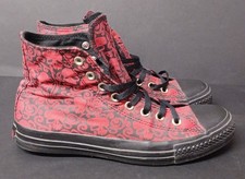Converse Chuck Taylor High Top Size 11 Red/Black Paisley Skulls Goth Punk Metal
