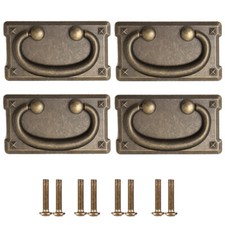 4/8Pcs Rustic Handle Oak Furniture Land Style Replacement Handle Black & Bronze-