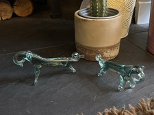 Glass Elephants - Pair- Bluish Colour - 12cm