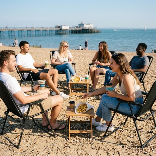 Folding metal beach chairs - beach,