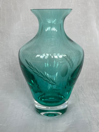 Teal green stained glass vase