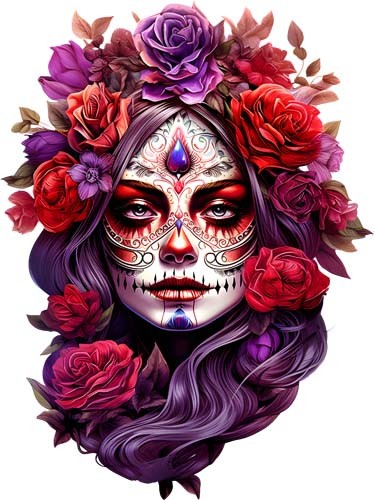 Mexican halloween rose skull - mexican,